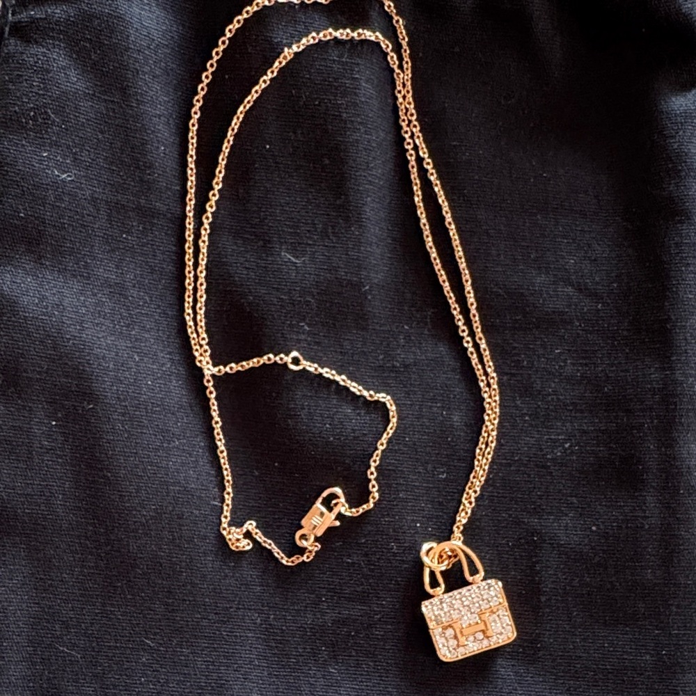 H Gold Padlock Pendant Necklace